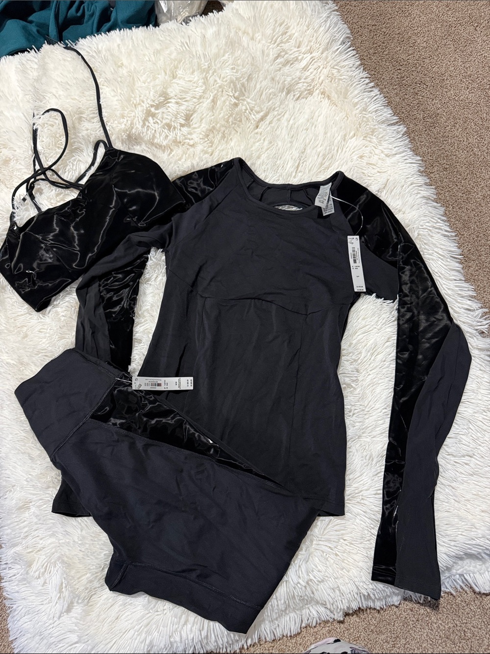 Victoria's Secret Black Velvet-Trim Jumpsuit & Bralette Set